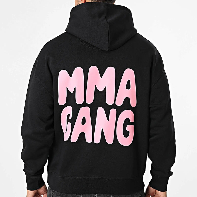 Sweat à Capuche Noir avec imprimé MMA Gang rose